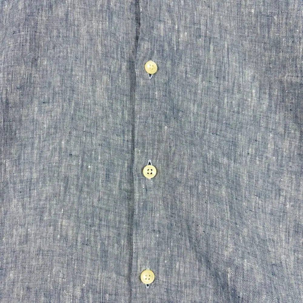 Oficina Reserva Men’s Size Small Blue 100% Linen Long Sleeve Button Up Shirt - Picture 5 of 8
